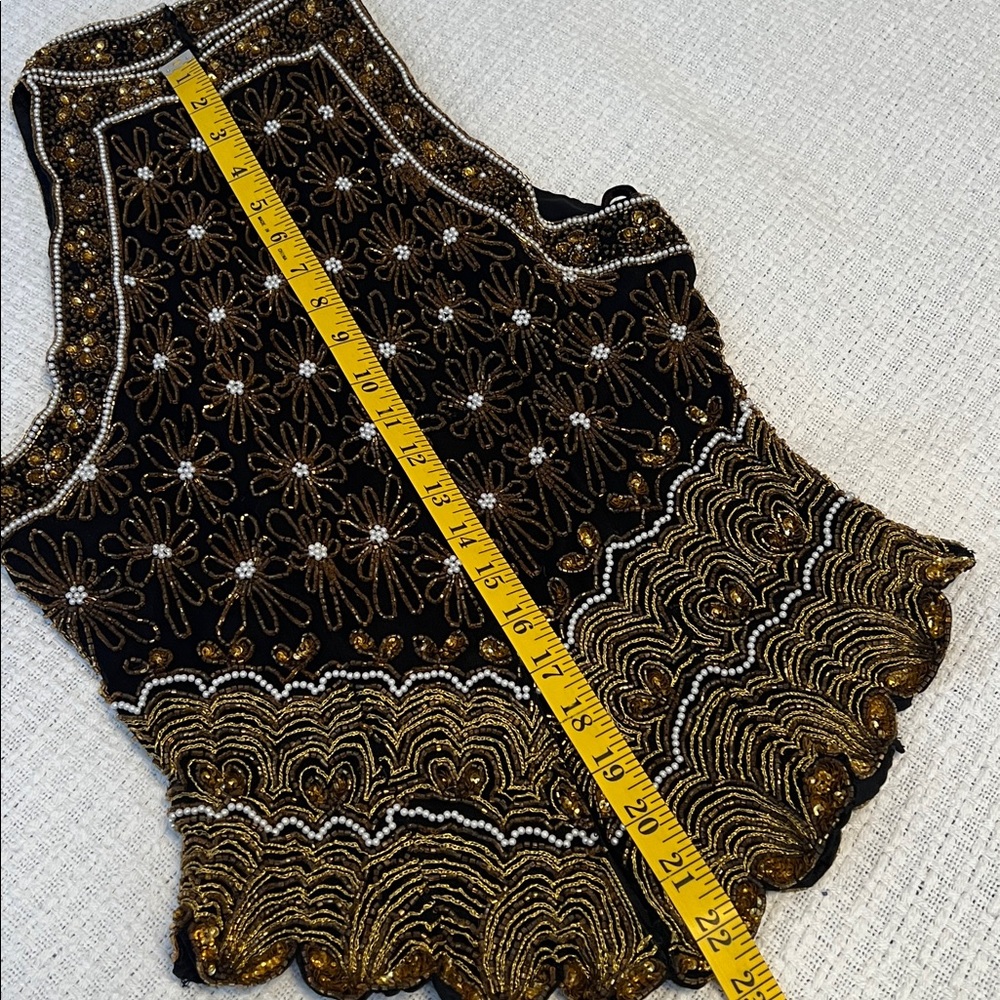 Papell Boutique Silk Embellished Black Sleeveless Halter Neck Top Size Large - Picture 15 of 16